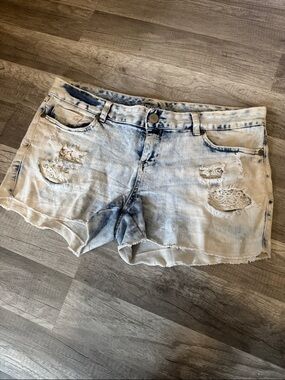 Maurices Light Blue Distressed Denim Shorts